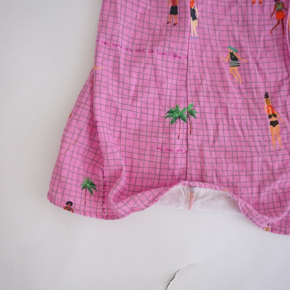 Farm Rio Pink Holiday Travel Print Button Front Resort Maxi Dress Illustrated P - Picture 6 of 16